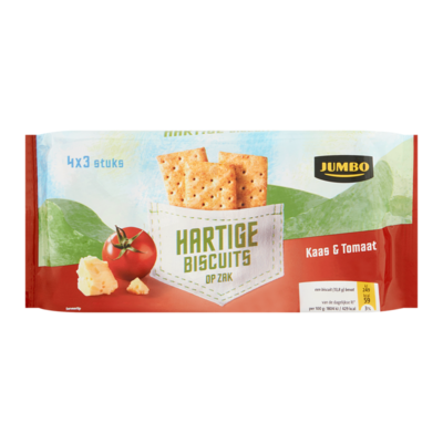 Huismerk Hartige Biscuits op Zak Kaas & Tomaat 4 x 3 Stuks